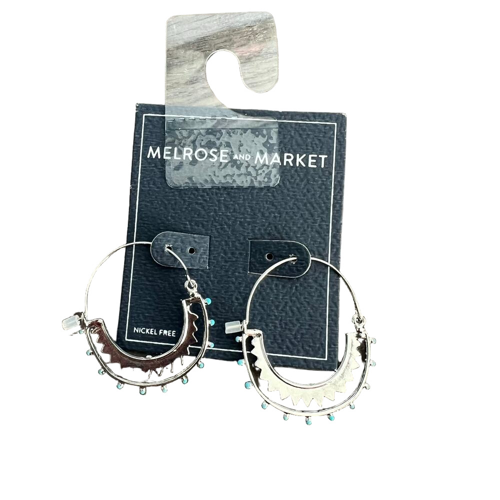 🍭6/$30
New Melrose and Market Silver Tone Turquoise Beaded Boho Hoop Earrings